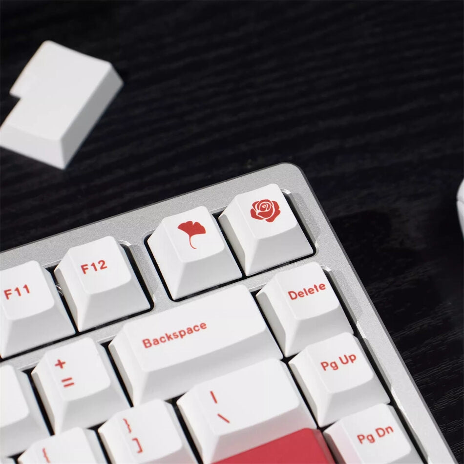 Minimalist White Red Cherry PBT Keycaps