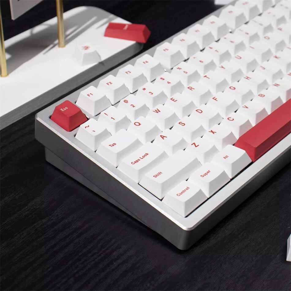 Minimalist White Red Cherry PBT Keycaps