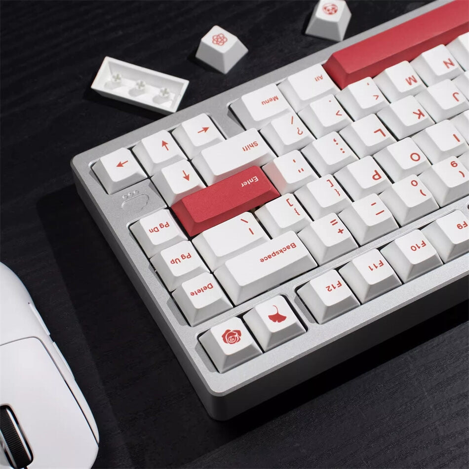 Minimalist White Red Cherry PBT Keycaps