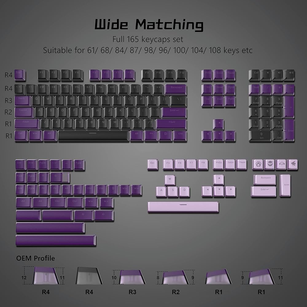 165 Pudding V2 PBT Black Purple Keycap