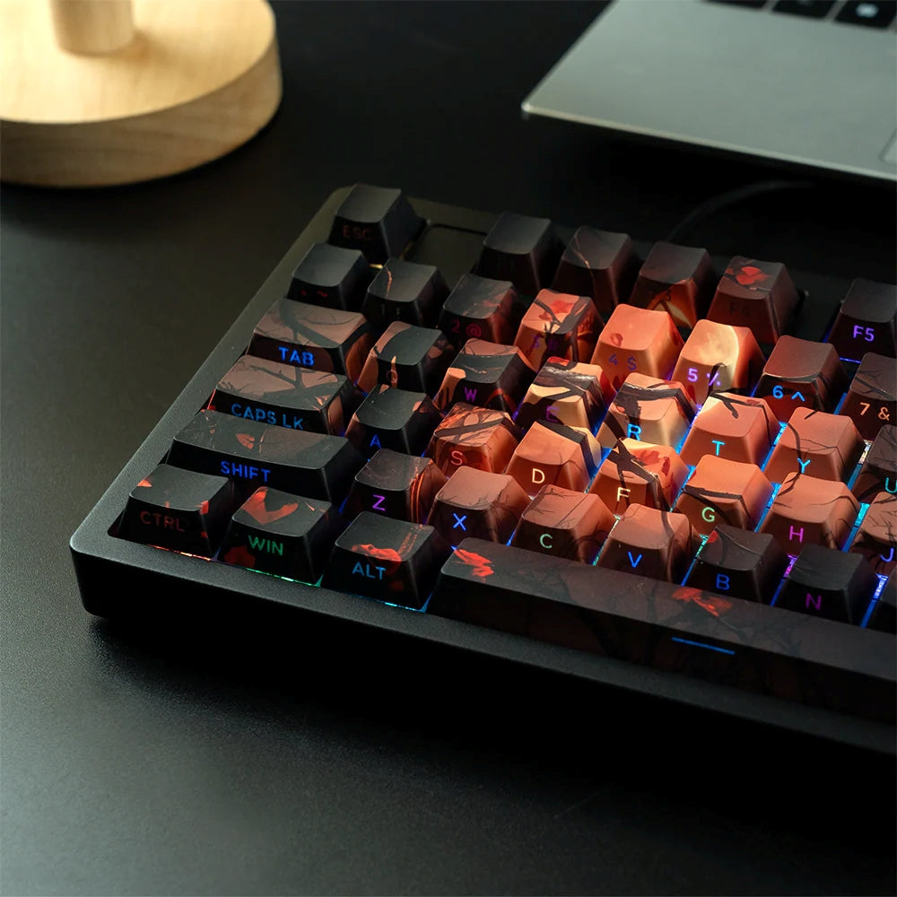 Obsidian Rose Shine-Through Double shot Cherry Profile PBT Keycap Set