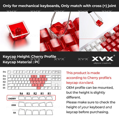 Womier DIY Blank Crystal Transparent Keycaps Set Of 49 Keys