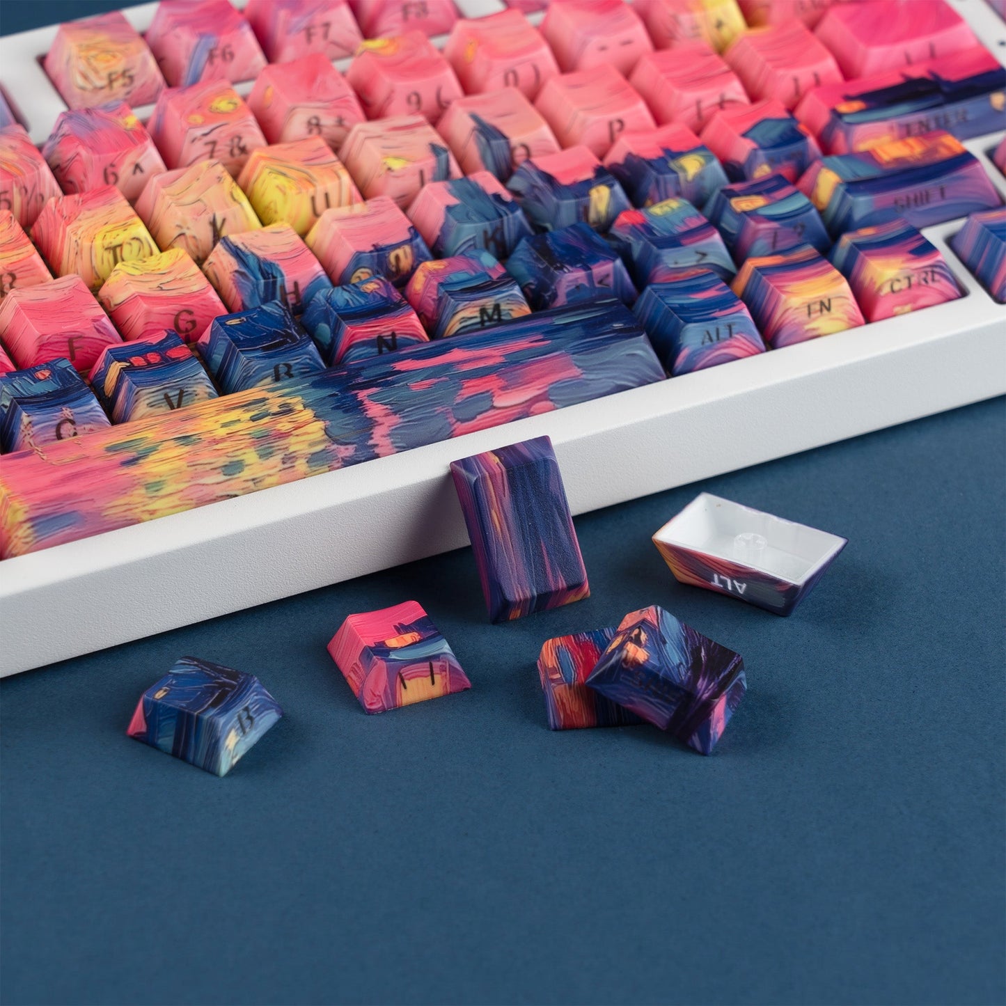 Purple The Starry Night Side Backlit Cherry Profile Dye Sublimation PBT Keycap Set