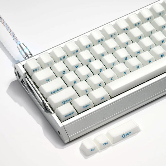 White Blue Crystal Velvet Side Printed Keycaps