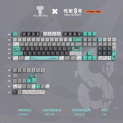 Kaiju No.Eight Keycaps Side Backlit Dual Legends PBT Keycaps with Keycap Storage Box