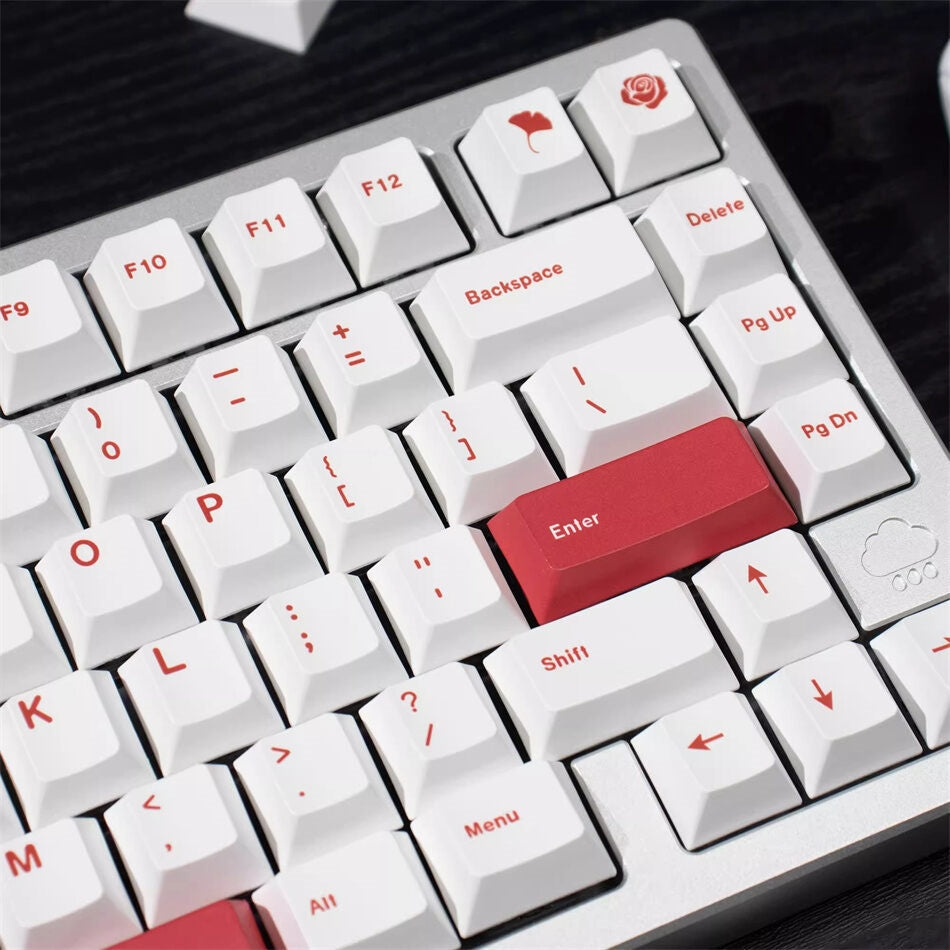 Minimalist White Red Cherry PBT Keycaps