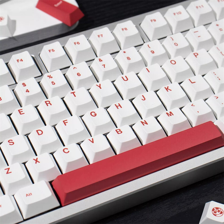 Minimalist White Red Cherry PBT Keycaps