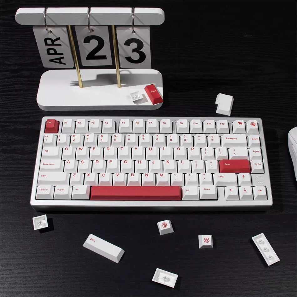 Minimalist White Red Cherry PBT Keycaps