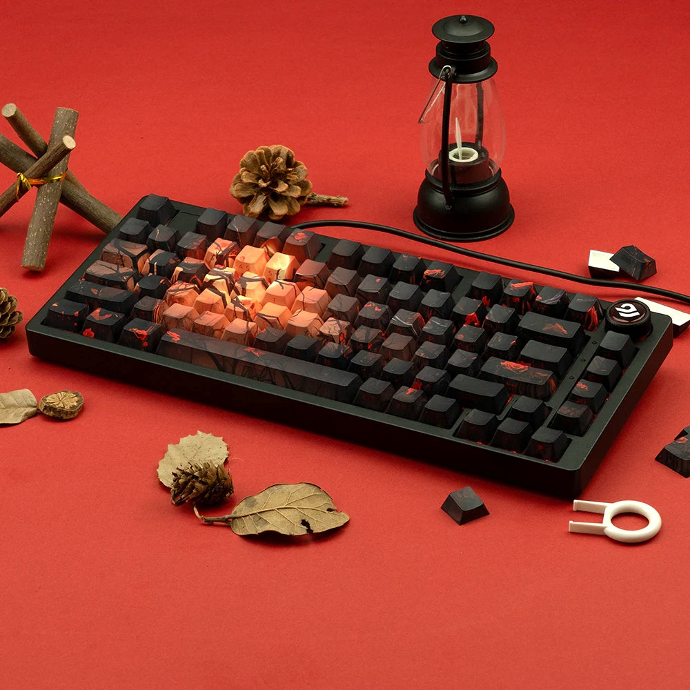 Obsidian Rose Shine-Through Double shot Cherry Profile PBT Keycap Set