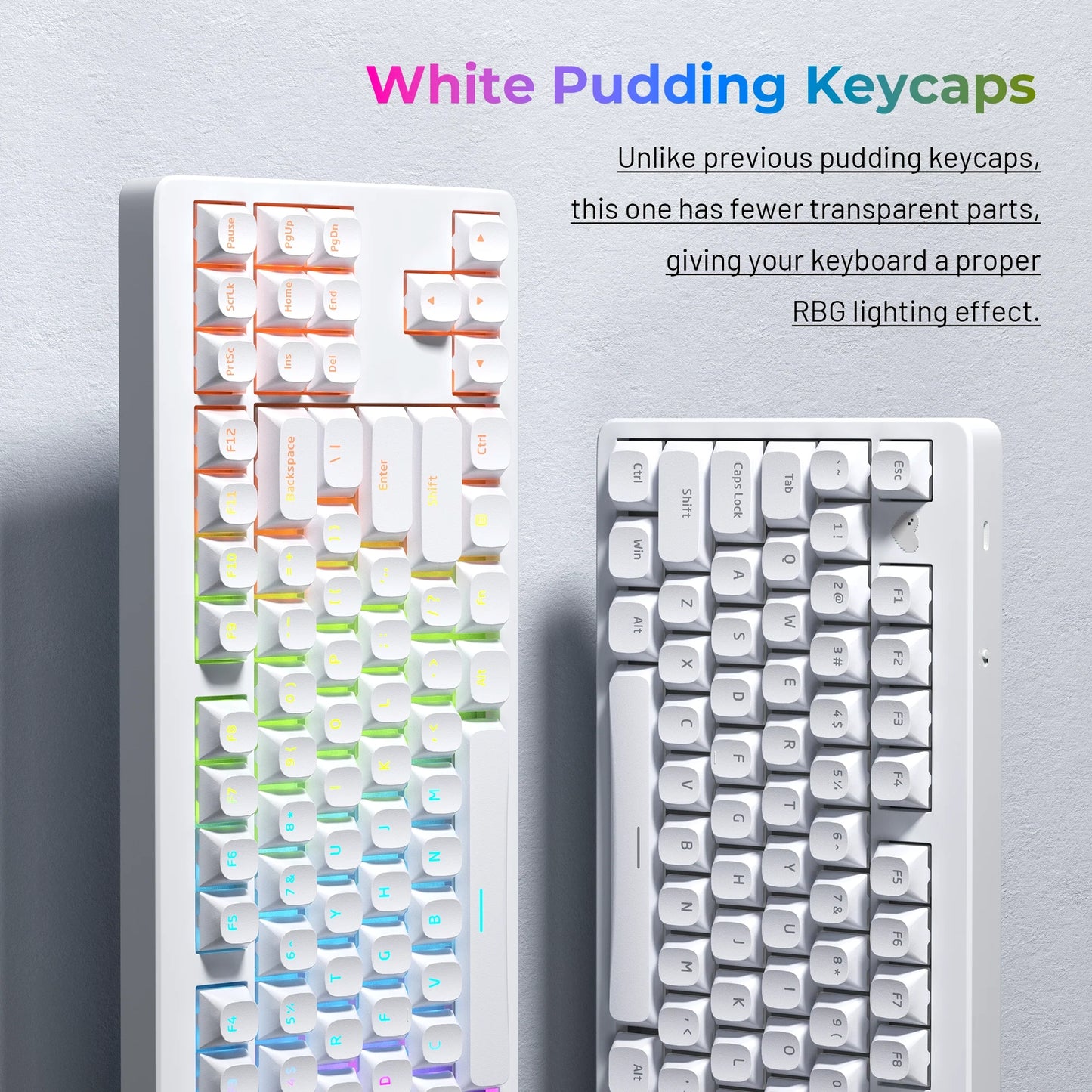 White Horizon Shinethrough Quality Thick Doubleshot PBT Pudding Style Keycaps