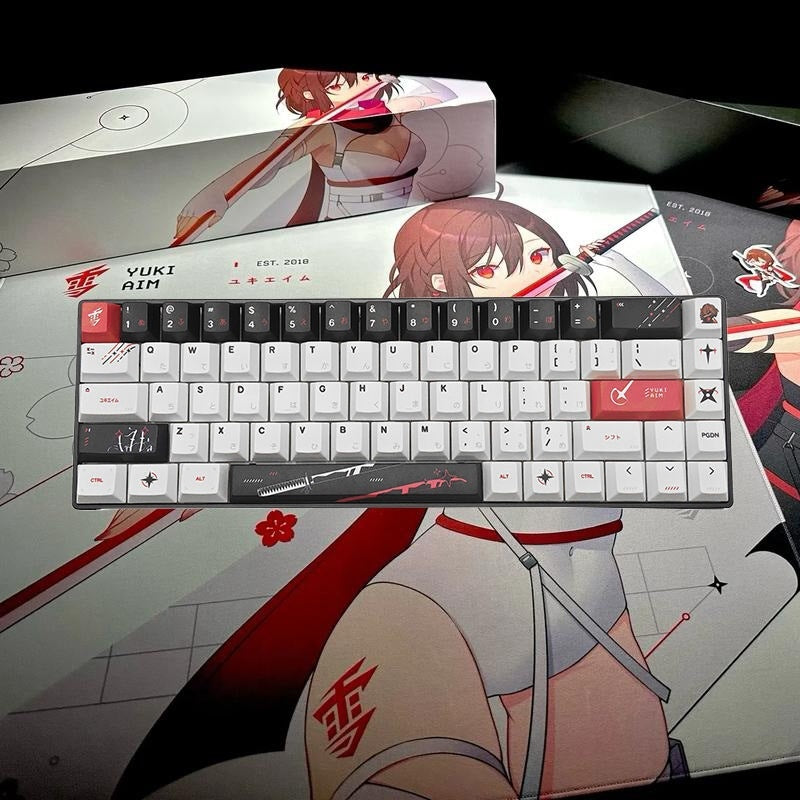 Yuki Aim Japanese Cherry PBT Keycaps With Keycaps Storage box