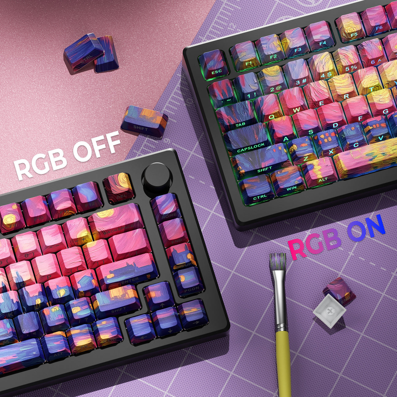 Purple The Starry Night Side Backlit Cherry Profile Dye Sublimation PBT Keycap Set