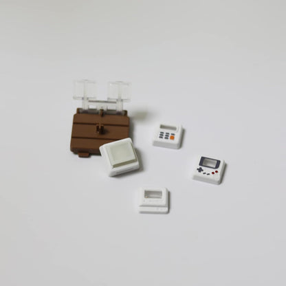 Retro Mini Gaming Pad Artisan Keycap With 3 Panels & 6 Cards Red White