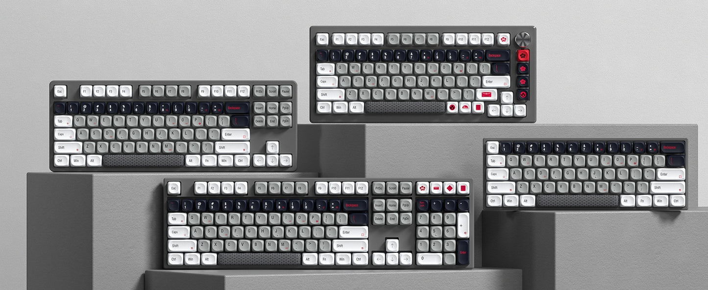 Gray White Red MOA PBT Keycaps