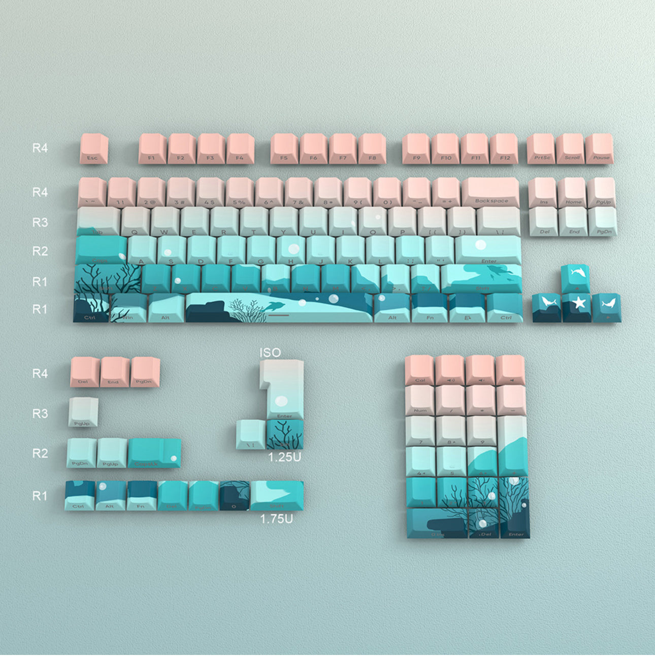 Deep Sea Side Engraved Translucent Cherry PBT Keycaps – CuriosityCaps