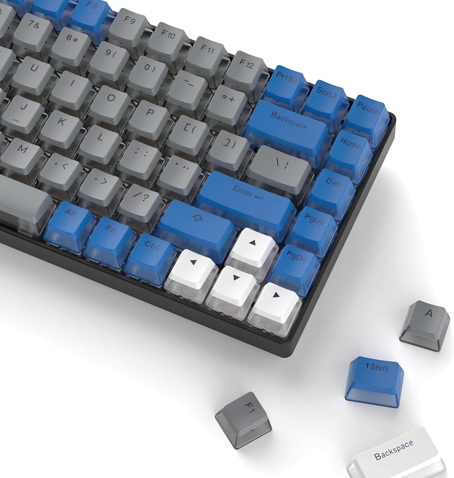 165 Pudding V2 PBT Blue Gray White Backlit Keycaps