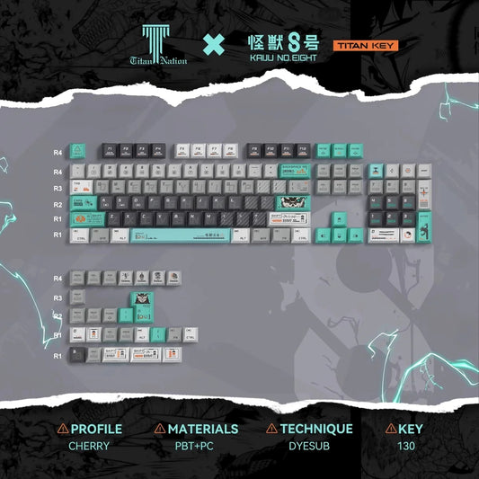 Kaiju No.Eight Keycaps Side Backlit Dual Legends PBT Keycaps with Keycap Storage Box