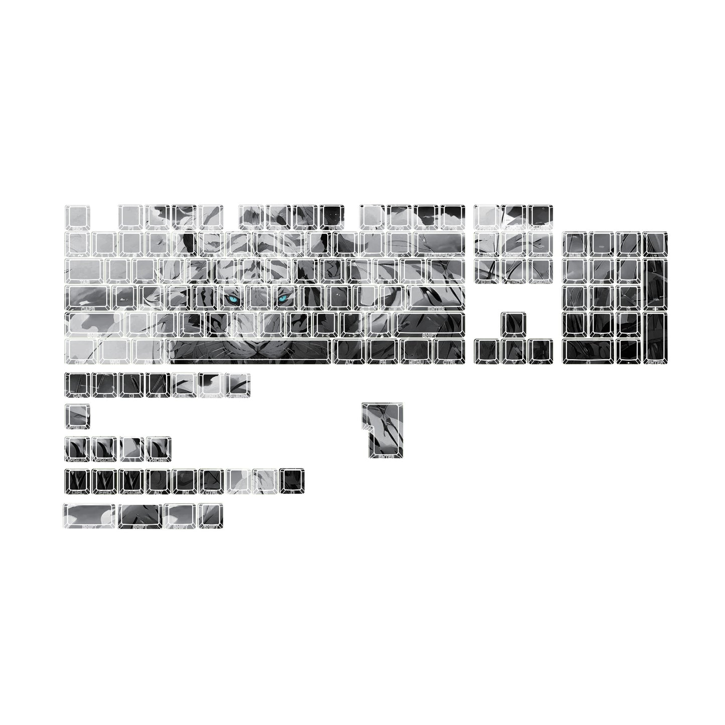 Majestic Tiger Cherry Doubleshot Side BACKLIT Keycaps