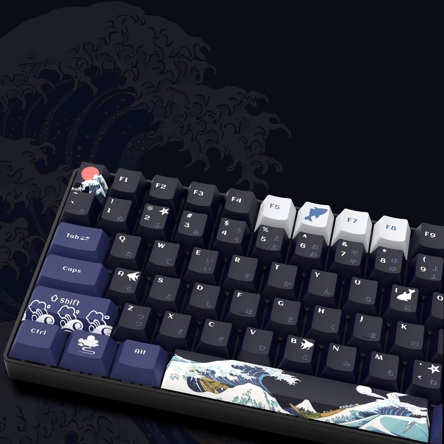 Great Wave Of Kanagawa Japanese Premium Cherry PBT keycaps