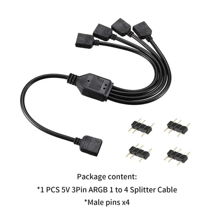 UPHERE 1 TO 4 ARGB 3PIN 5V SPLITTER CABLE White Black