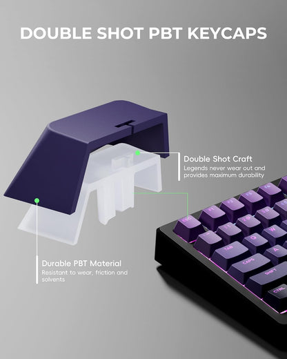 Womier Dark Purple Top Shinethrough Cherry Doubleshot PBT Keycaps