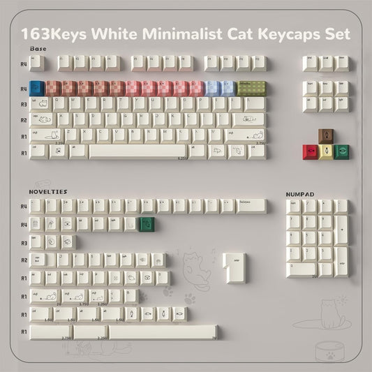 Pastel Minimalist Kitten Quality Cherry PBT Keycaps With Fancy Storage Box