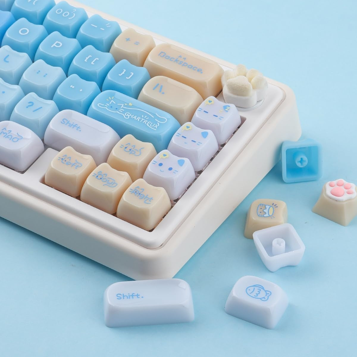 Jade Sea Salt Cat Keycaps