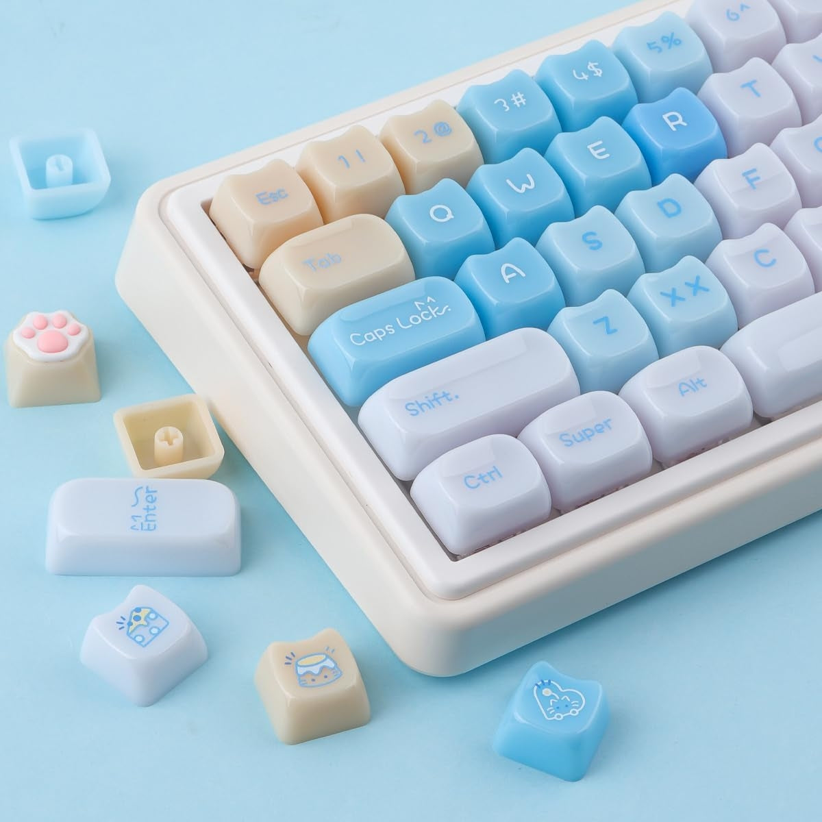 Jade Sea Salt Cat Keycaps