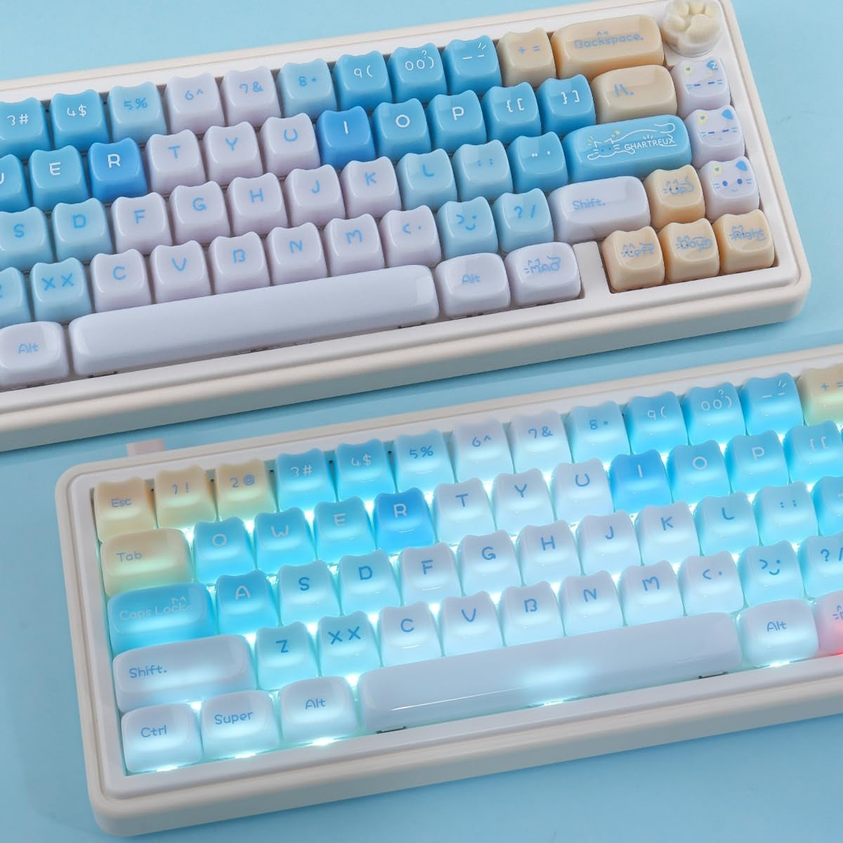 Jade Sea Salt Cat Keycaps