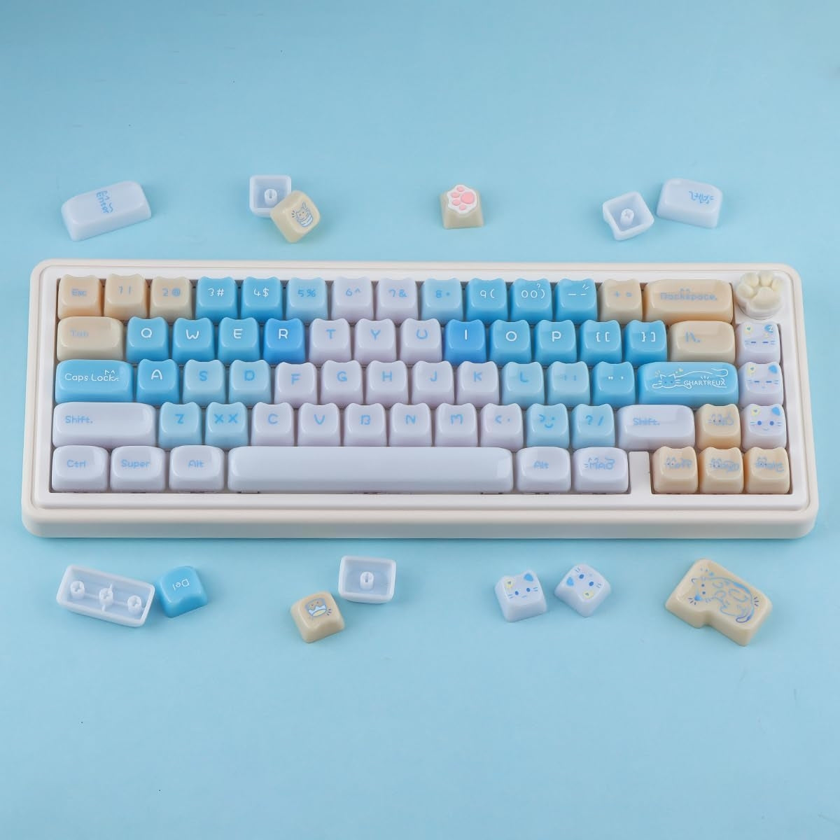 Jade Sea Salt Cat Keycaps