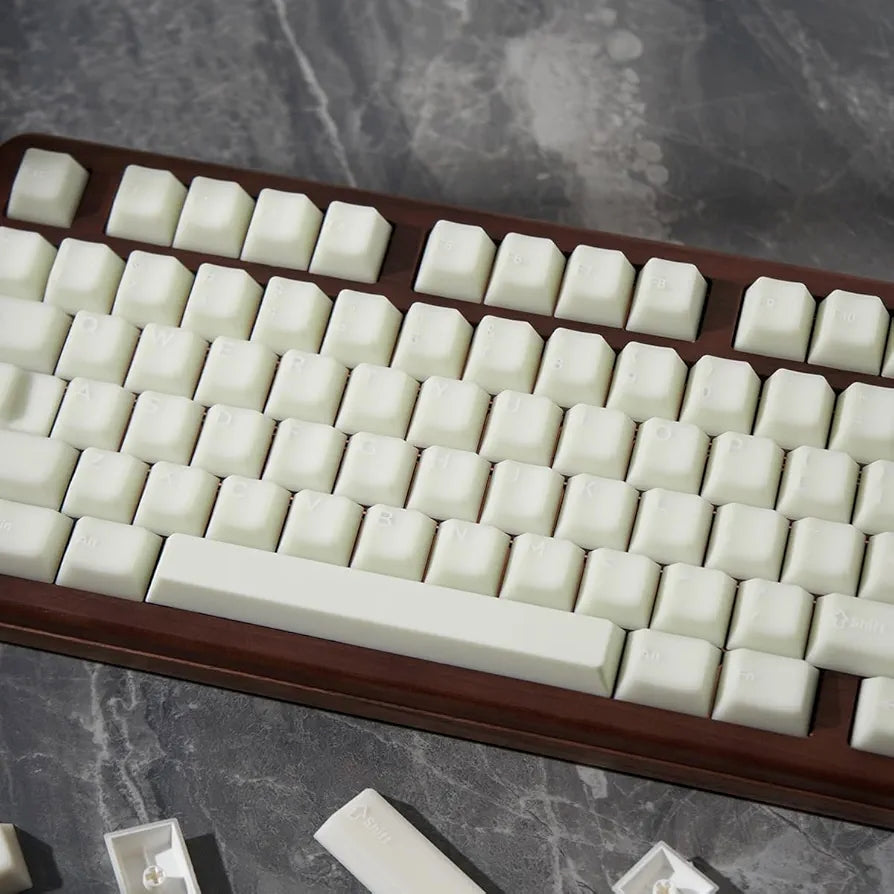 White On White Marble Style PYGA Doubleshot Keycaps