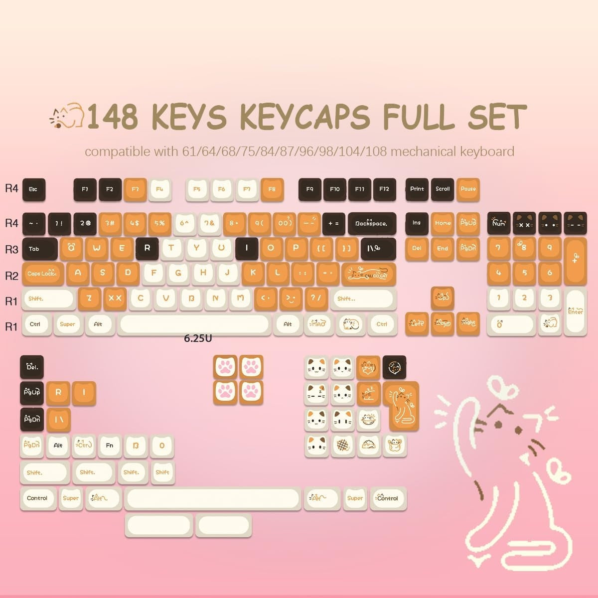 Jade Calico Cat MAO Keycaps