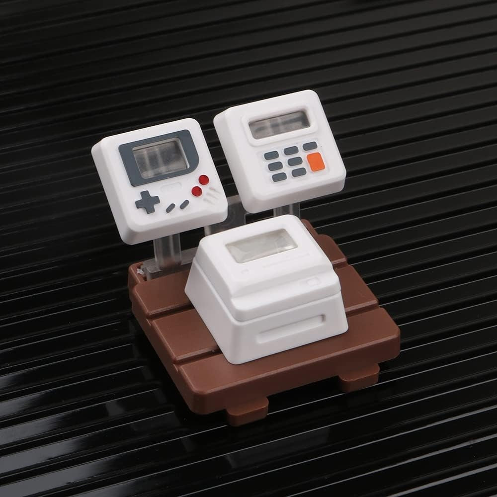 Retro Mini Gaming Pad Artisan Keycap With 3 Panels & 6 Cards Red White