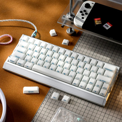 White Blue Crystal Velvet Side Printed Keycaps