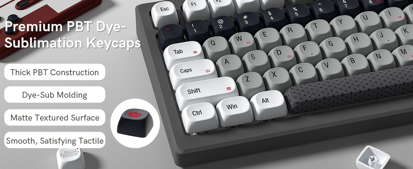 Gray White Red MOA PBT Keycaps