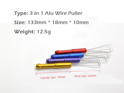 3 In 1 Detachable Keycaps Puller Tool Aluminium Alloy Steel Wire