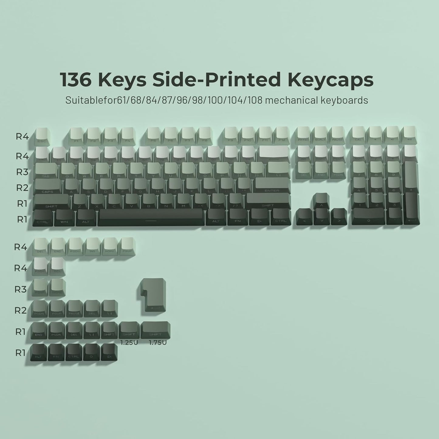 Womier Bamboo Green Gradient Side Backlit PBT Keycaps