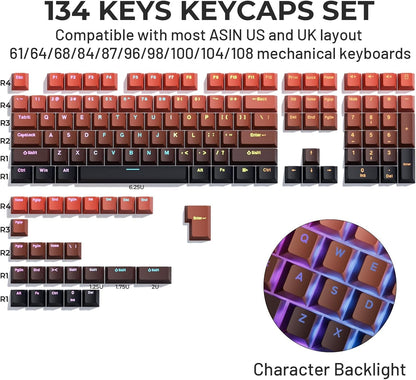 Crimson Fade Top Shinethrough Gradient PBT Keycaps