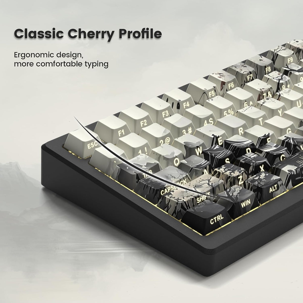 Ink Painting Side Shinethrough Cherry PBT Keycaps