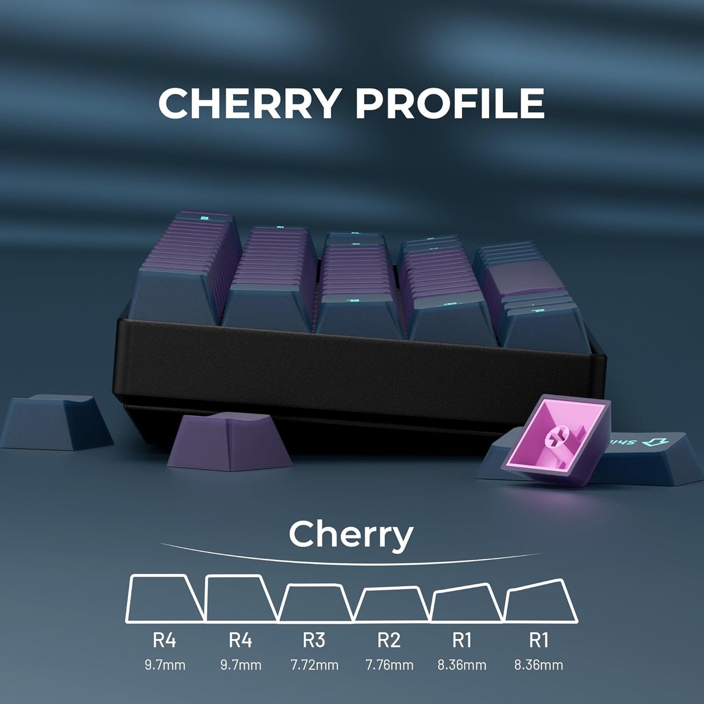 Abyss Mirage Cherry Doubleshot 216 PBT Keycaps with Premium Storage Box