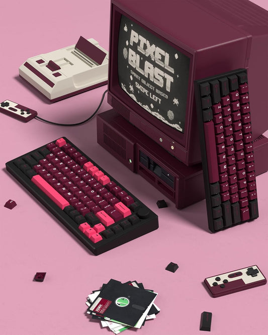 Womier Retro Ruby Pink Cherry Doubleshot PBT Keycaps