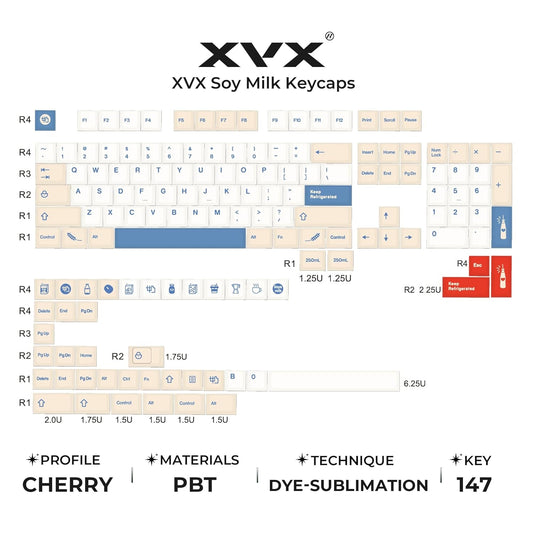 XVX Soy Milk Cherry PBT Keycaps