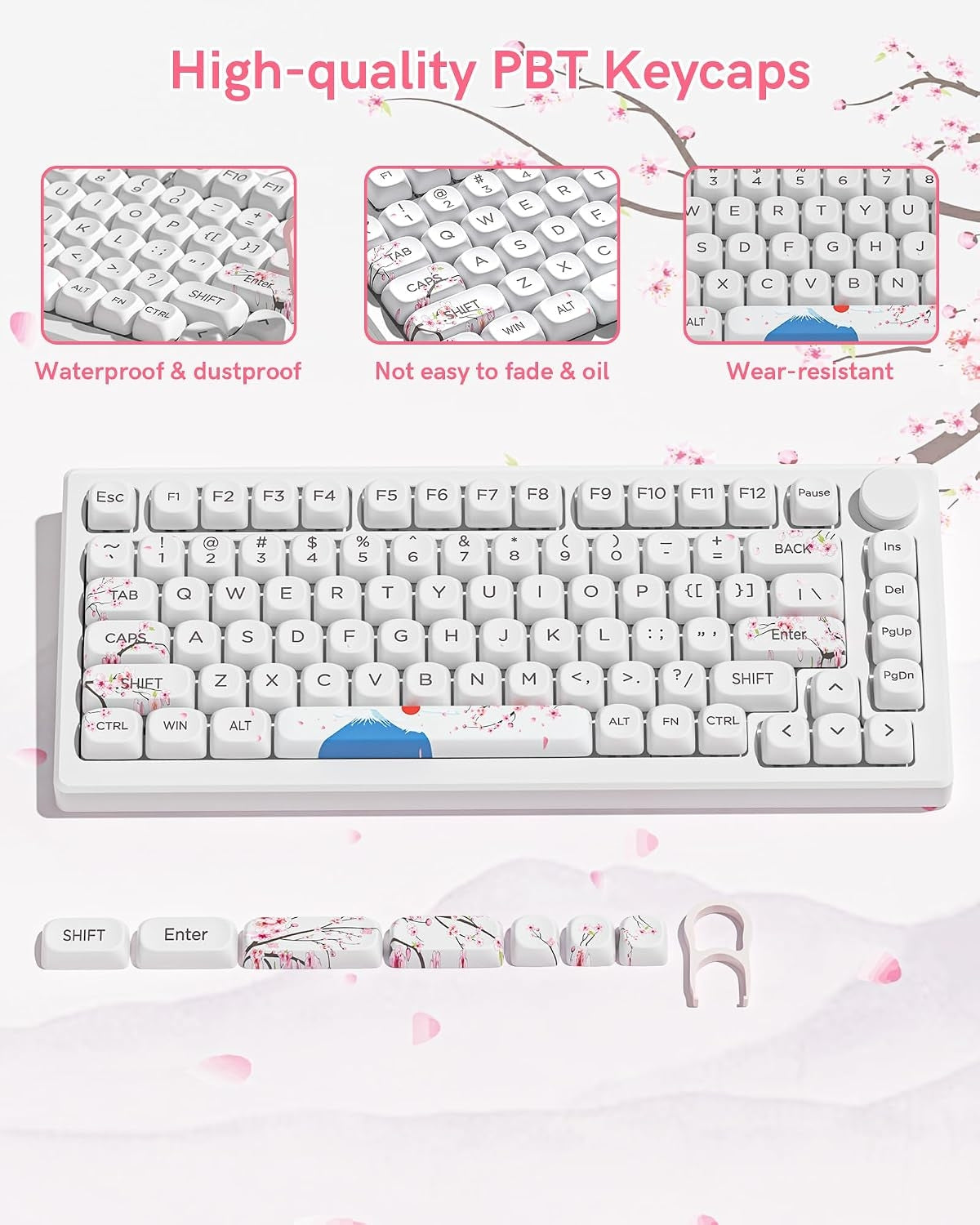 Womier Mount Fuji Cherry Blossom MOA PBT Keycaps