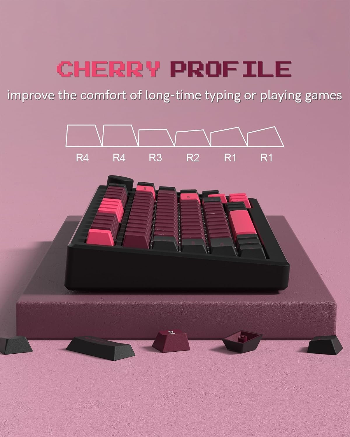 Womier Retro Ruby Pink Cherry Doubleshot PBT Keycaps