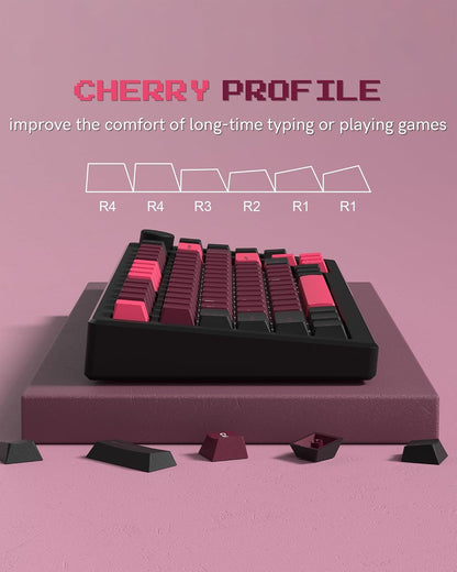 Womier Retro Ruby Pink Cherry Doubleshot PBT Keycaps