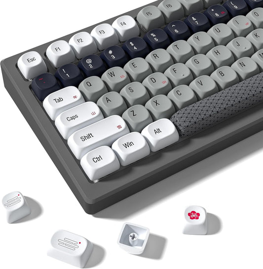 Gray White Red MOA PBT Keycaps