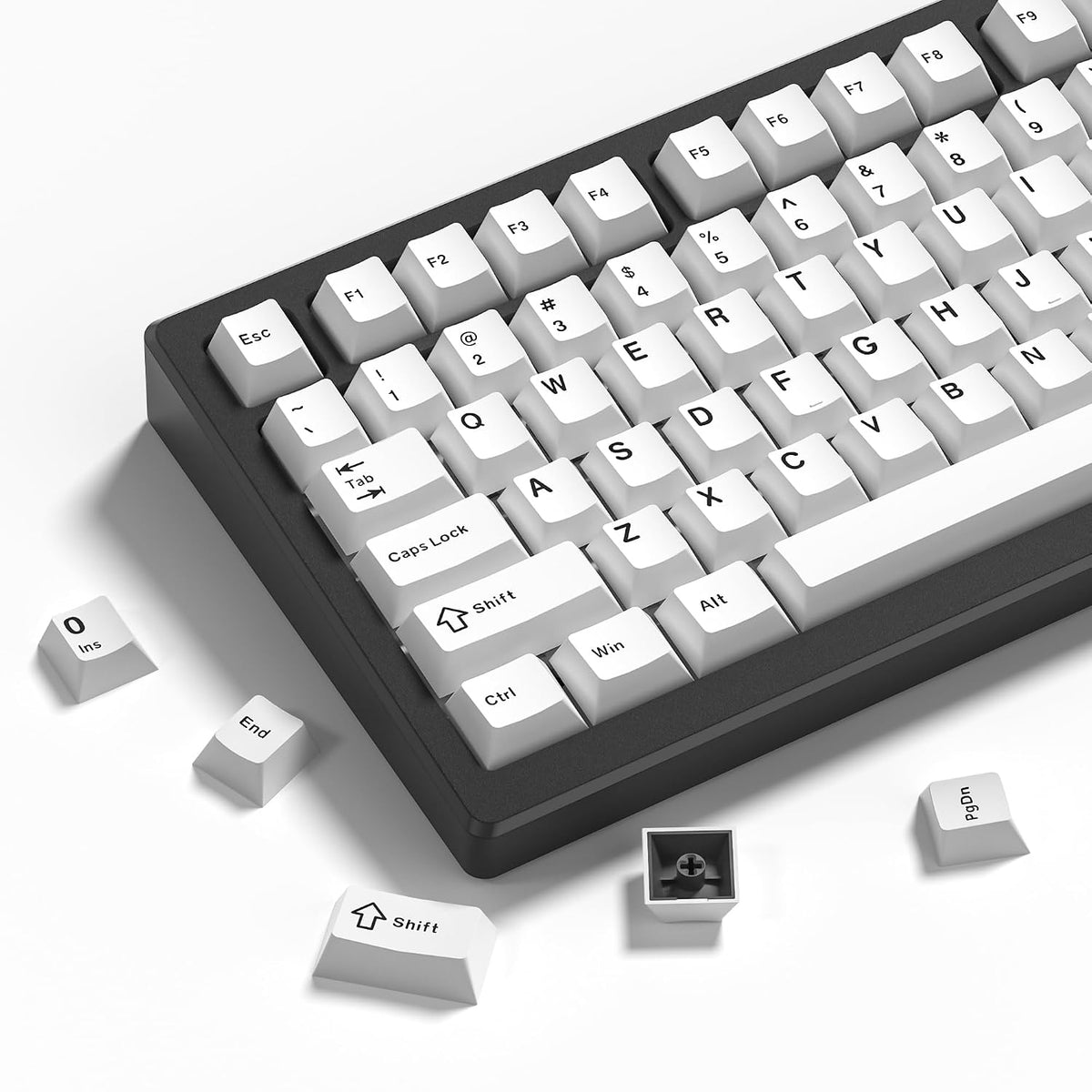 Womier Black On White  Cherry Doubleshot PBT Keycaps