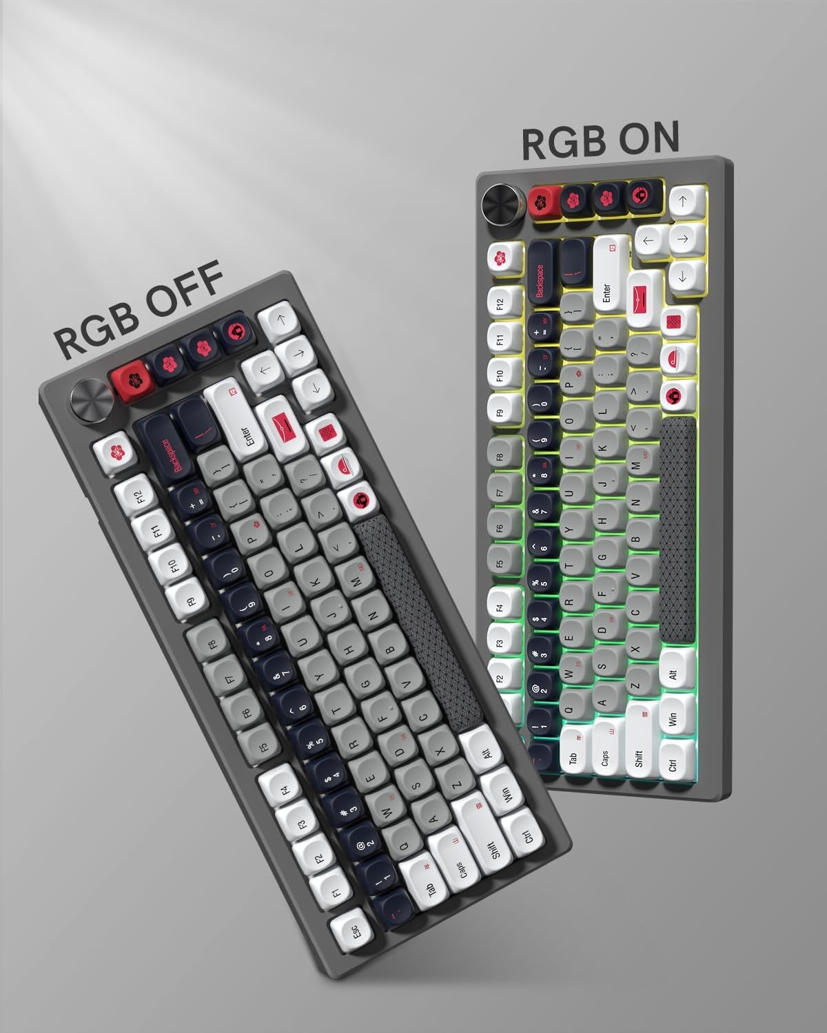 Gray White Red MOA PBT Keycaps