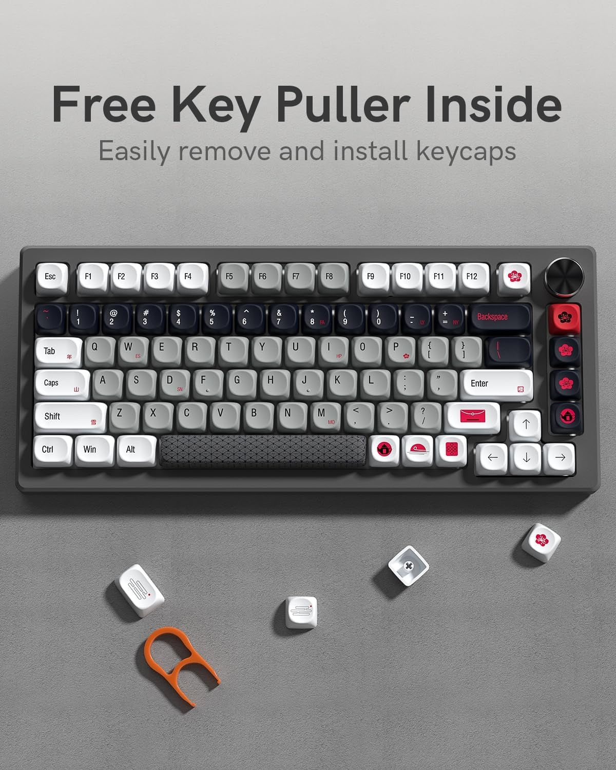 Gray White Red MOA PBT Keycaps