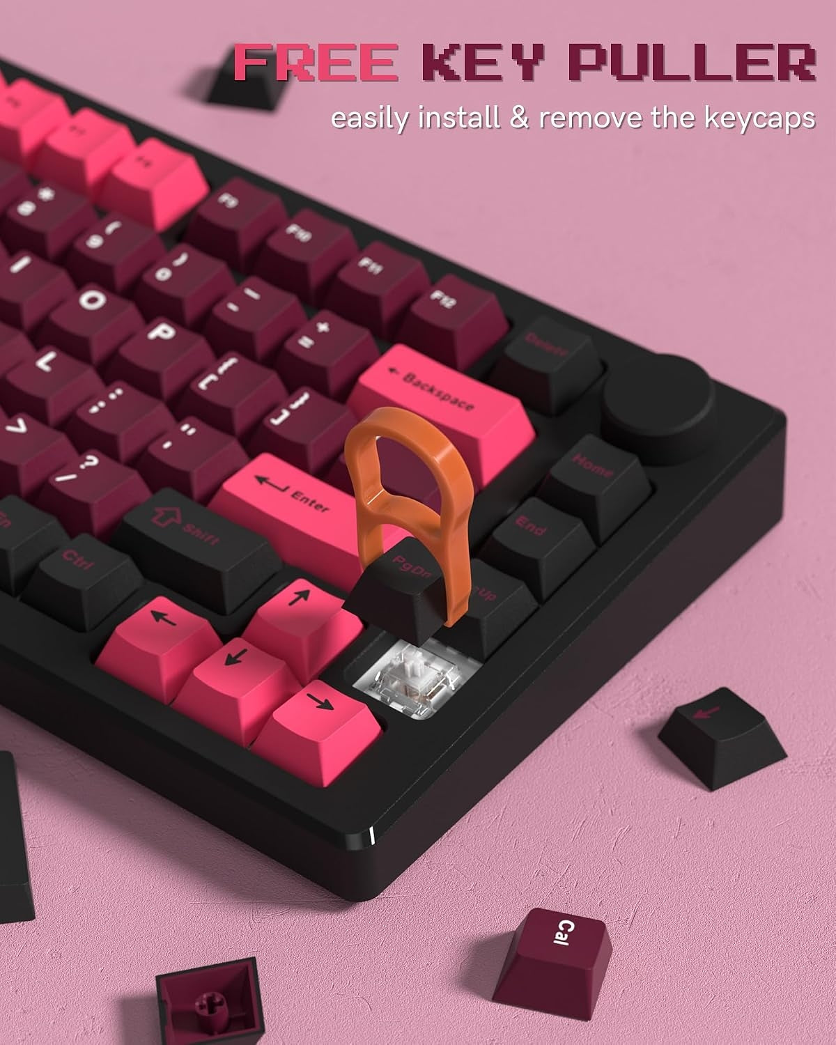 Womier Retro Ruby Pink Cherry Doubleshot PBT Keycaps